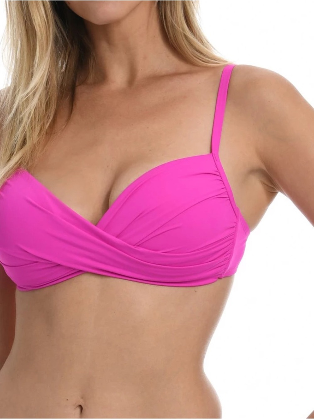 La Blanca Women’s Twist-Front Bikini Top in Hot Pink